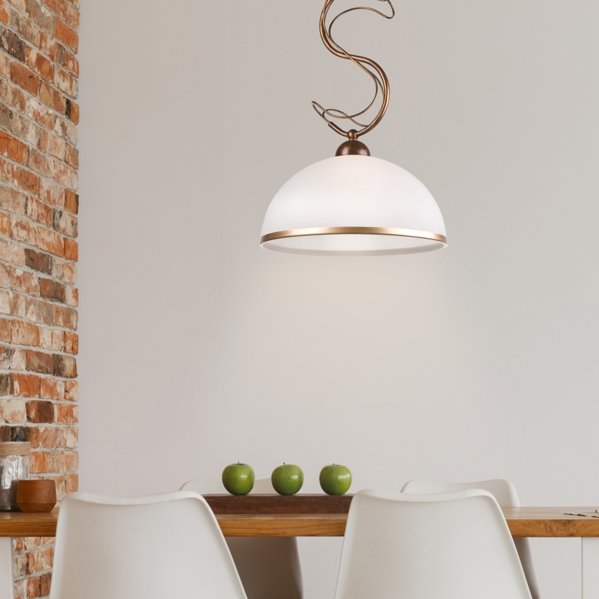 Полилей на тръба COBRA 1xE27/60W/230V Ø 30 см бронз/патина