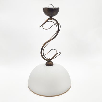 Полилей на тръба COBRA 1xE27/60W/230V Ø 30 см бронз/патина