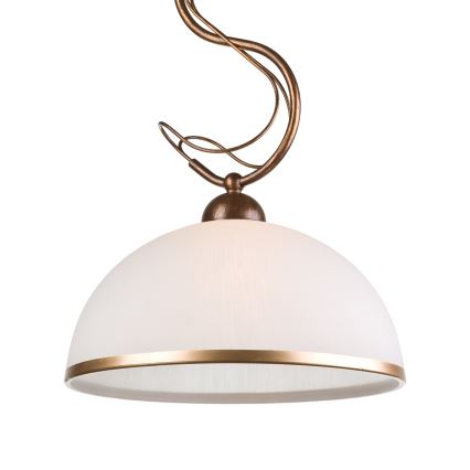 Полилей на тръба COBRA 1xE27/60W/230V Ø 30 см бронз/патина