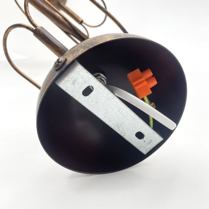 Полилей на тръба COBRA 1xE27/60W/230V Ø 30 см бронз/патина