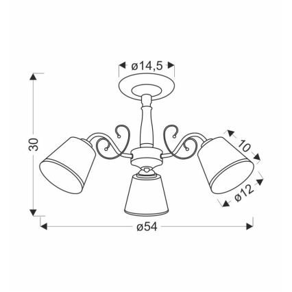 Полилей на тръба LOSANNA 3xE14/40W/230V месинг