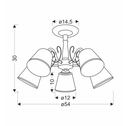 Полилей на тръба LOSANNA 5xE14/40W/230V месинг