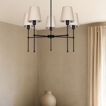 Полилей на тръба MADELA 5xE14/40W/230V бежов/черен