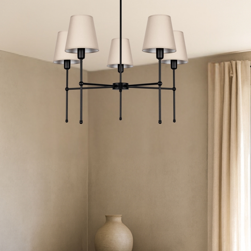 Полилей на тръба MADELA 5xE14/40W/230V бежов/черен