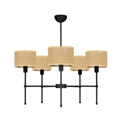 Полилей на тръба MADELA 5xE14/40W/230V джут/черен