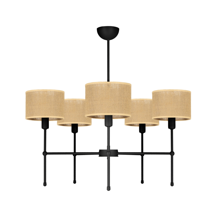 Полилей на тръба MADELA 5xE14/40W/230V джут/черен