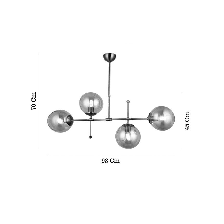 Полилей на тръба POLINO 4xE27/40W/230V бронзов