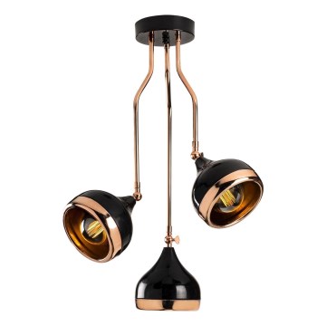 Полилей на тръба YILDO 3xE27/40W/230V черен/меден