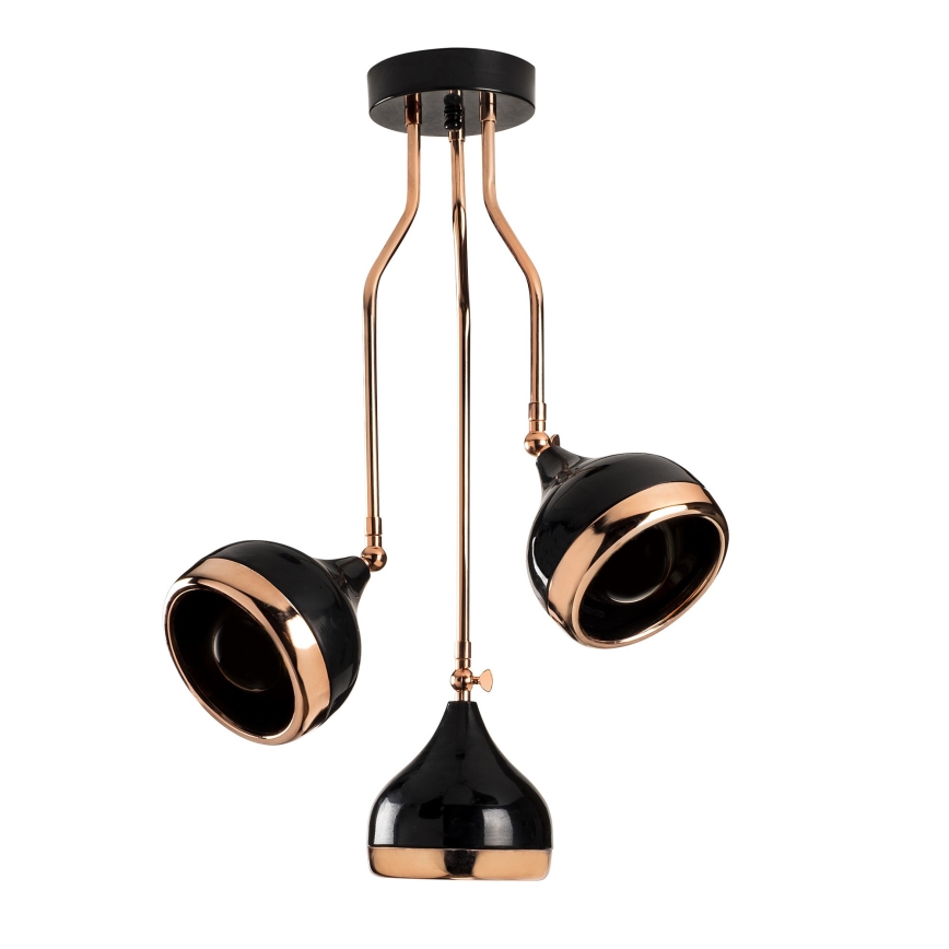 Полилей на тръба YILDO 3xE27/40W/230V черен/меден
