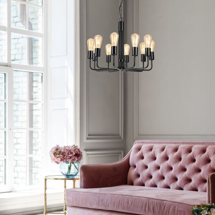 Полилей на верига 10xE27/60W/230V черен