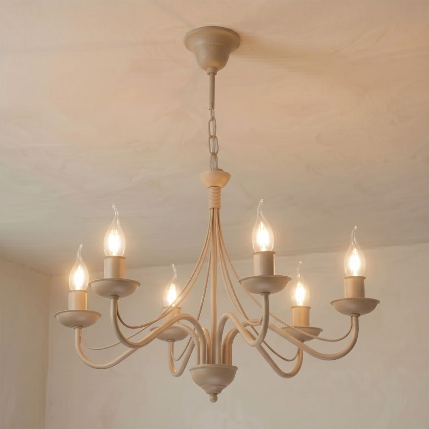 Полилей на верига ANTON 6xE14/60W/230V бежов