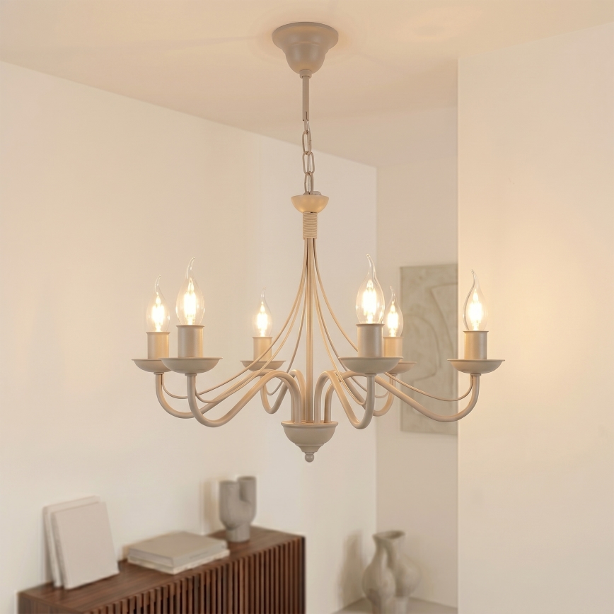 Полилей на верига ANTON 6xE14/60W/230V бежов