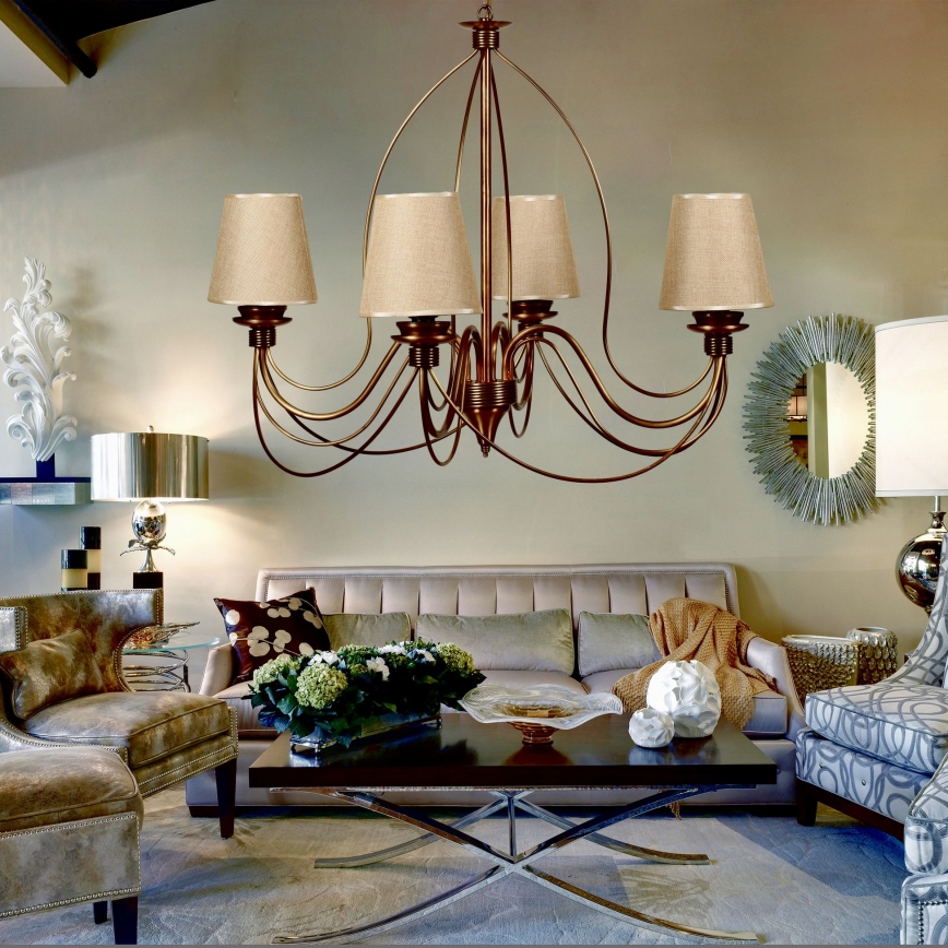 Полилей на верига CLASSIC 4xE14/40W/230V бронзов/бежов