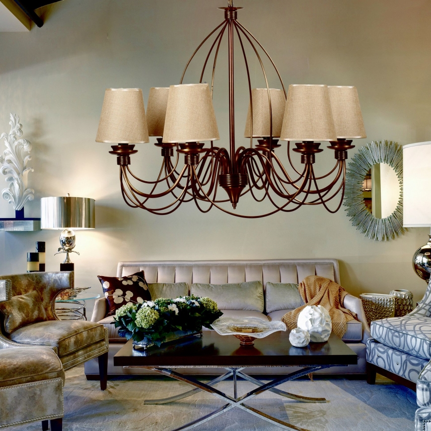 Полилей на верига CLASSIC 6xE14/40W/230V бронзов/бежов