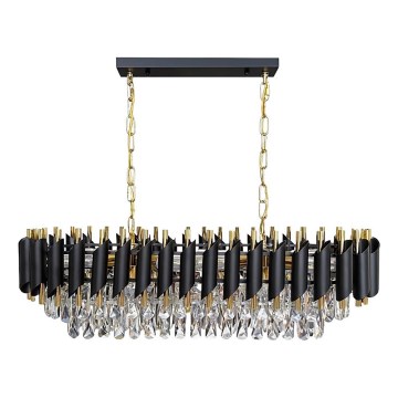 Полилей на верига CRISTAL 10xE14/10W/230V черен/златен