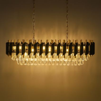 Полилей на верига CRISTAL 10xE14/10W/230V черен/златен