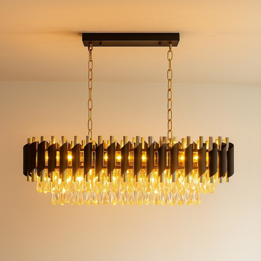 Полилей на верига CRISTAL 10xE14/10W/230V черен/златен