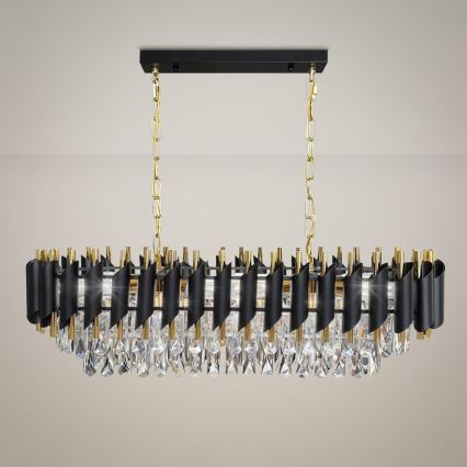 Полилей на верига CRISTAL 10xE14/10W/230V черен/златен