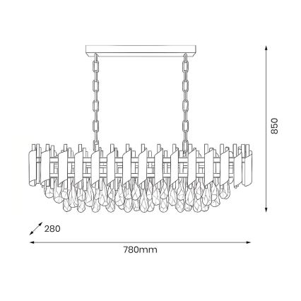 Полилей на верига CRISTAL 10xE14/10W/230V черен/златен