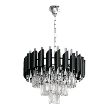 Полилей на верига CRISTAL 5xE14/10W/230V черен/матов хром
