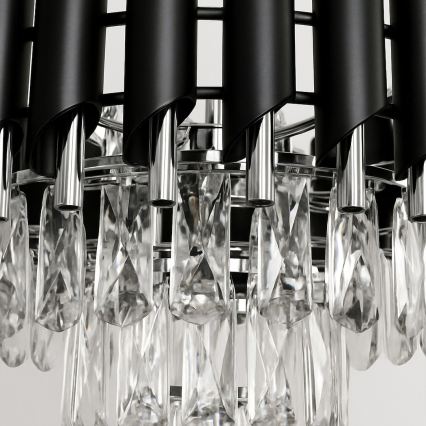 Полилей на верига CRISTAL 5xE14/10W/230V черен/матов хром