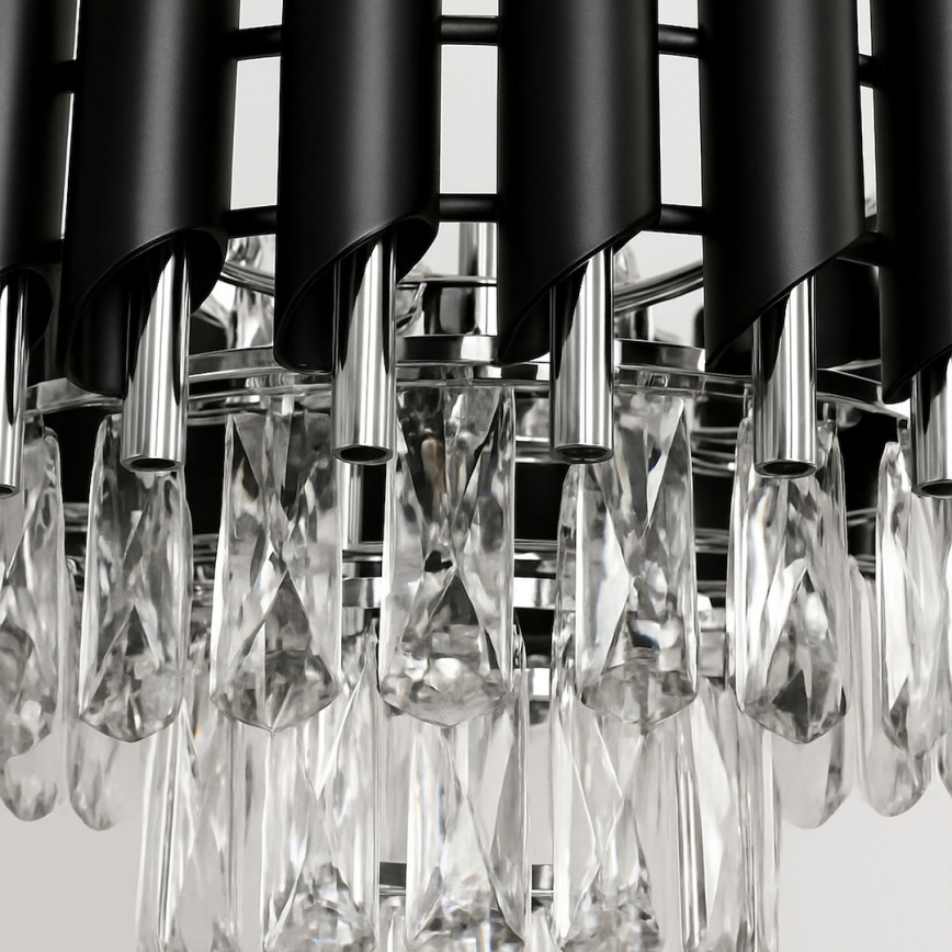 Полилей на верига CRISTAL 5xE14/10W/230V черен/матов хром