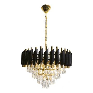 Полилей на верига CRISTAL 7xE14/10W/230V черен/златист