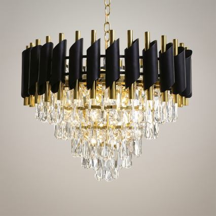 Полилей на верига CRISTAL 7xE14/10W/230V черен/златист