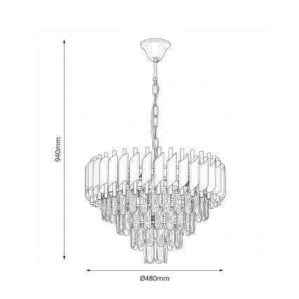 Полилей на верига CRISTAL 7xE14/10W/230V черен/златист