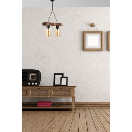 Полилей на верига JASMIN 2xE27/40W/230V кафяв/бежов