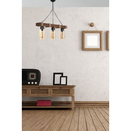 Polилей на верига JASMIN 3xE27/40W/230V кафяв/бежов