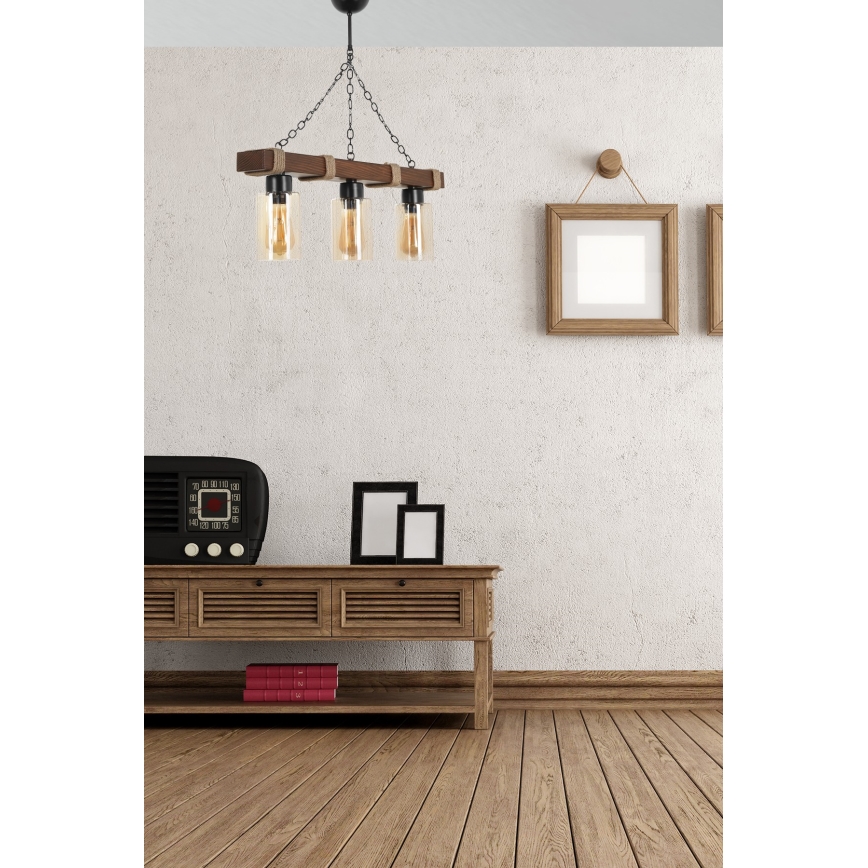 Polилей на верига JASMIN 3xE27/40W/230V кафяв/бежов