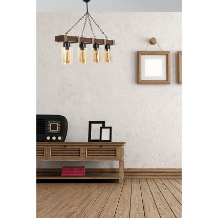 Полилей на верига JASMIN 4xE27/40W/230V кафяв/бежов