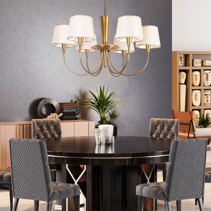 Полилей на верига PARDO 6xE27/40W/230V златист/кремав