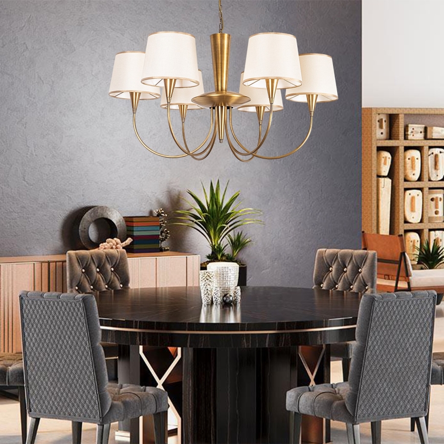 Полилей на верига PARDO 6xE27/40W/230V златист/кремав