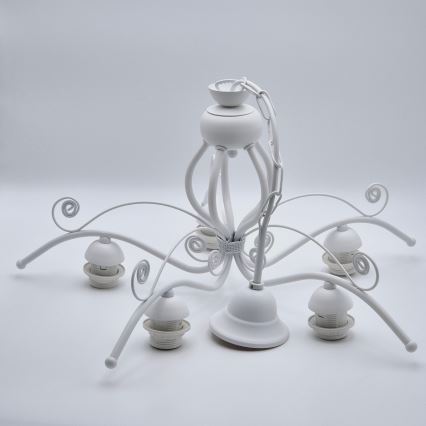 Полилей на верига RETRO II 5xE27/60W/230V бял