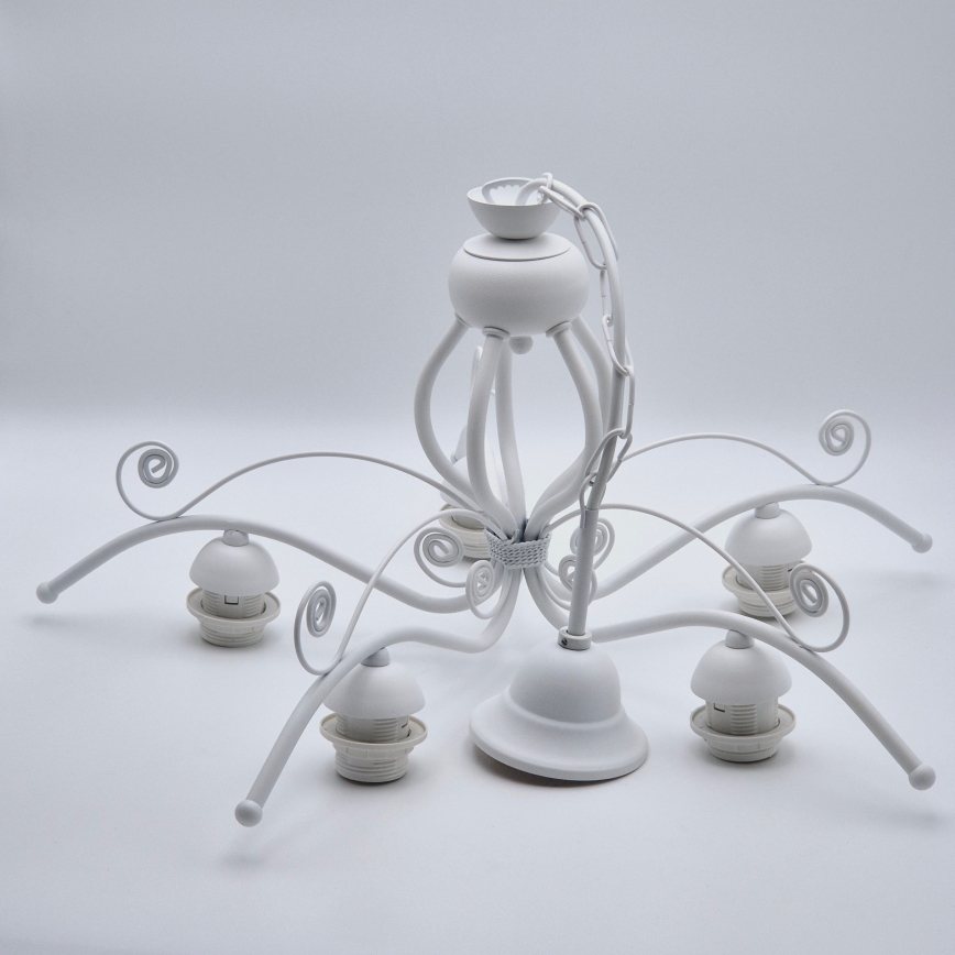 Полилей на верига RETRO II 5xE27/60W/230V бял