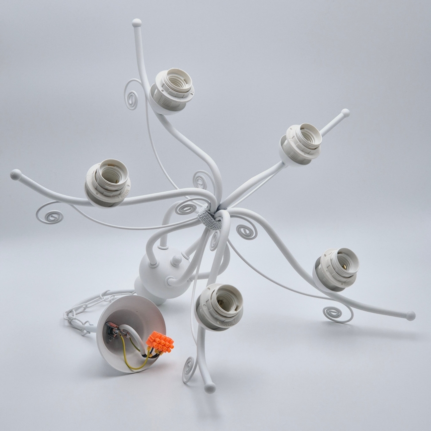 Полилей на верига RETRO II 5xE27/60W/230V бял