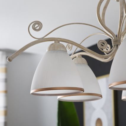 Полилей на верига RETRO II 5xE27/60W/230V бяла патина