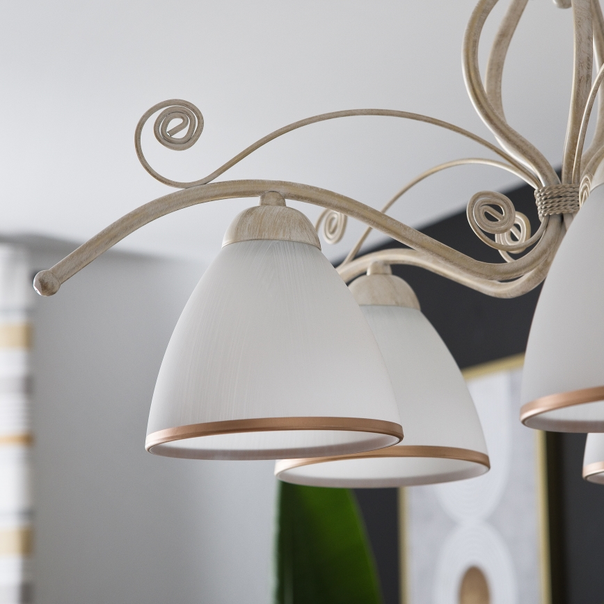 Полилей на верига RETRO II 5xE27/60W/230V бяла патина