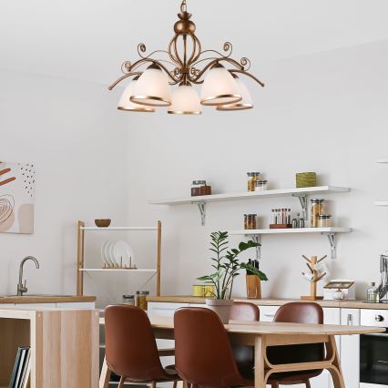 Полилей на верига RETRO II 5xE27/60W/230V бронзова патина