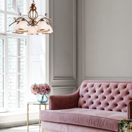 Полилей на верига RETRO II 5xE27/60W/230V бронзова патина