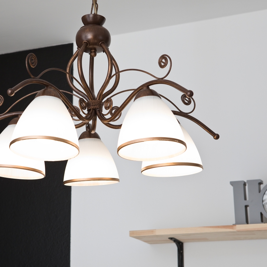 Полилей на верига RETRO II 5xE27/60W/230V бронзова патина