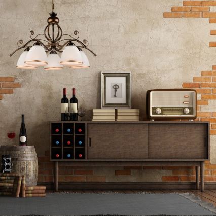 Polилей на верига RETRO II 5xE27/60W/230V черна патина