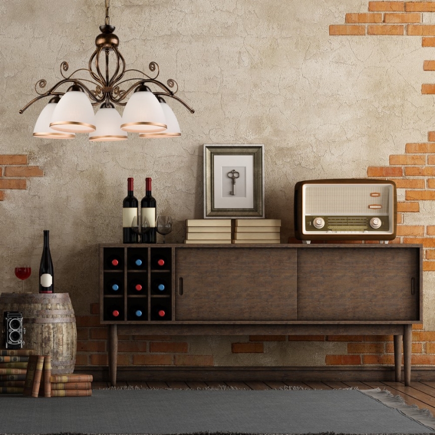 Polилей на верига RETRO II 5xE27/60W/230V черна патина