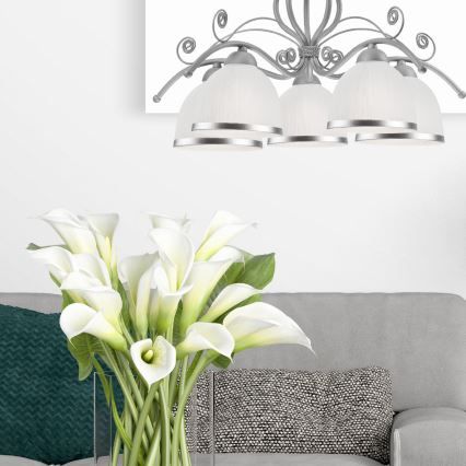 Полилей на верига RETRO II 5xE27/60W/230V, сребрист