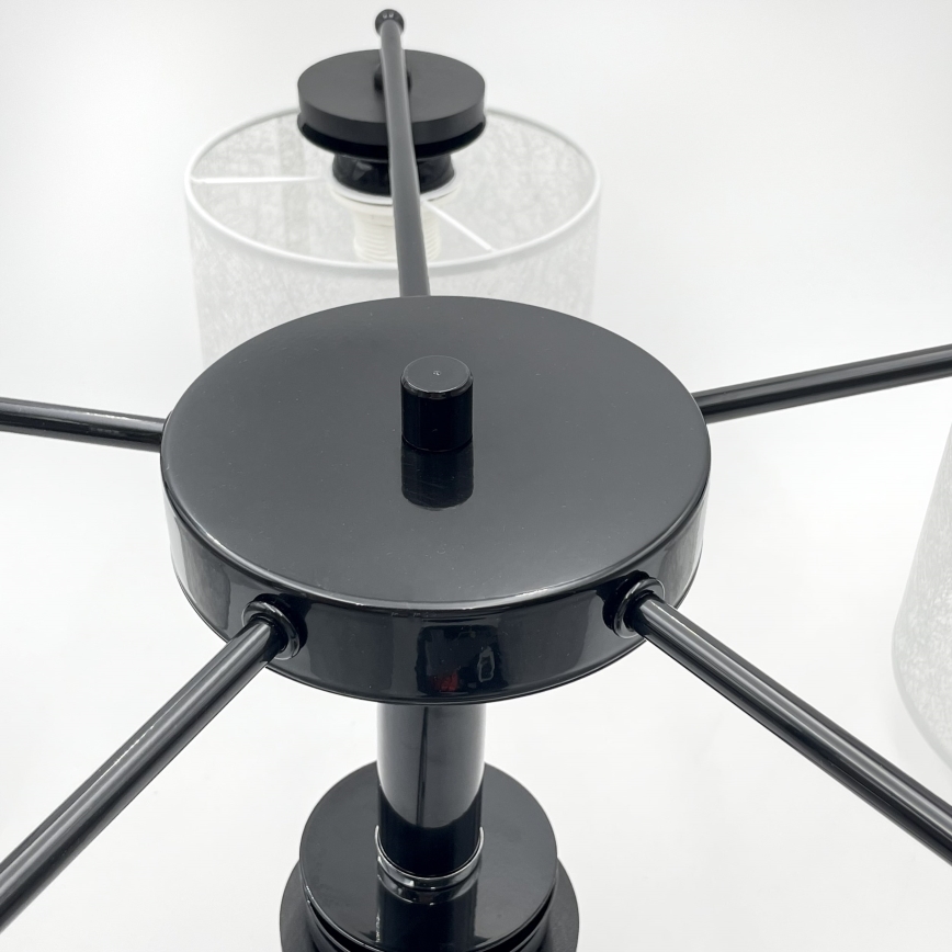 Полилей на верига ROSA 5xE27/60W/230V черен/сив