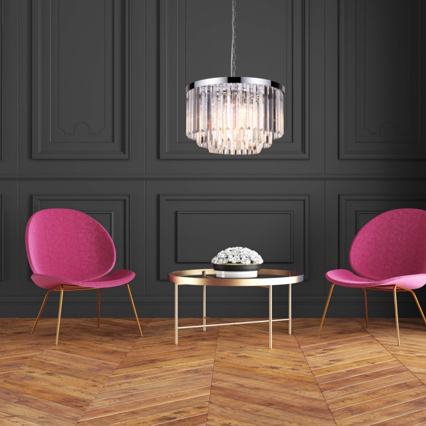 Полилей на верига VETRO 5xE14/60W/230V, гланцов хром