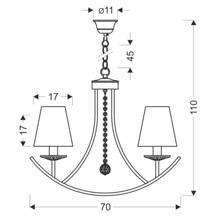 Полилей на верига VITORIA 4xE14/40W/230V жълт/месинг