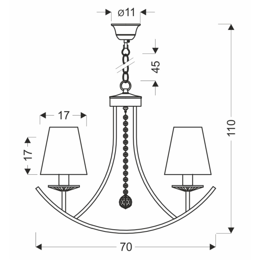 Полилей на верига VITORIA 4xE14/40W/230V жълт/месинг